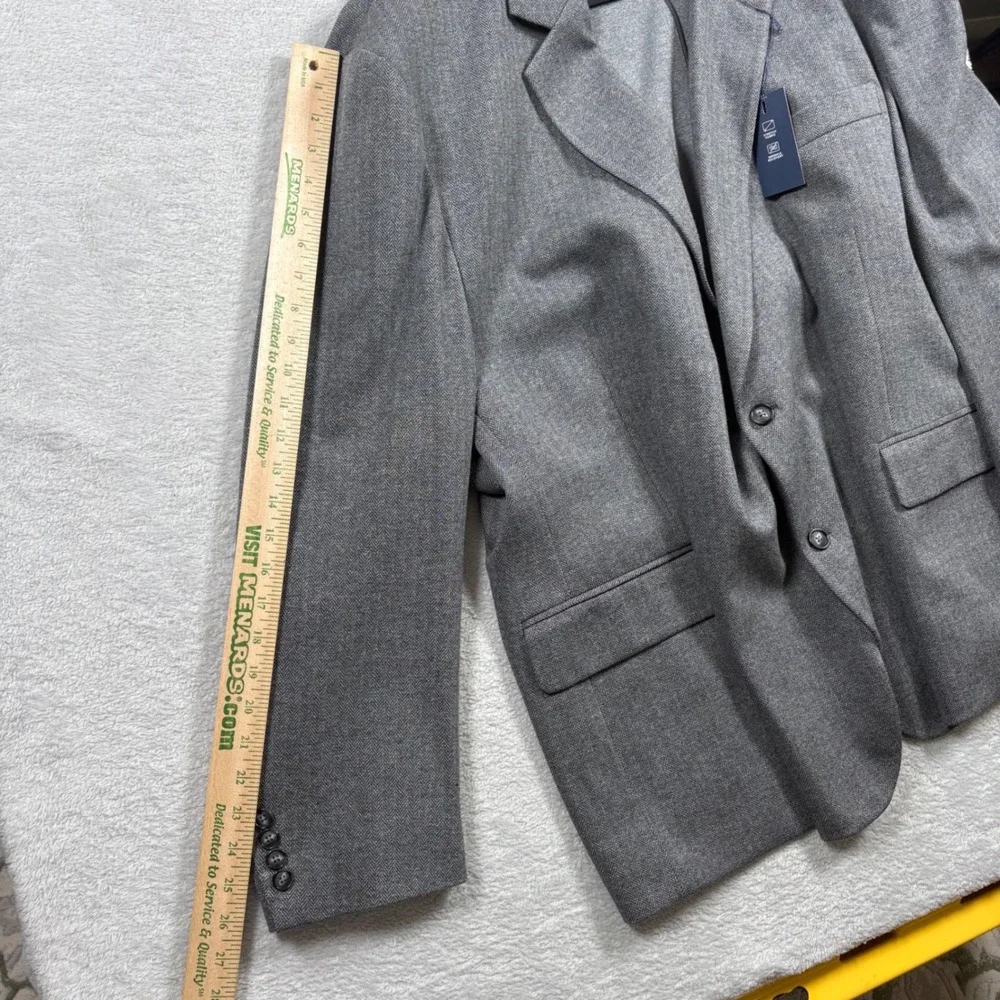 Stafford‎ Big & Tall 60R Stretch Comfort Blazer Charcoal Herringbone Sport Coat